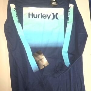 Boys LargeHurley Navy and Aqua Long Sleeve Tee